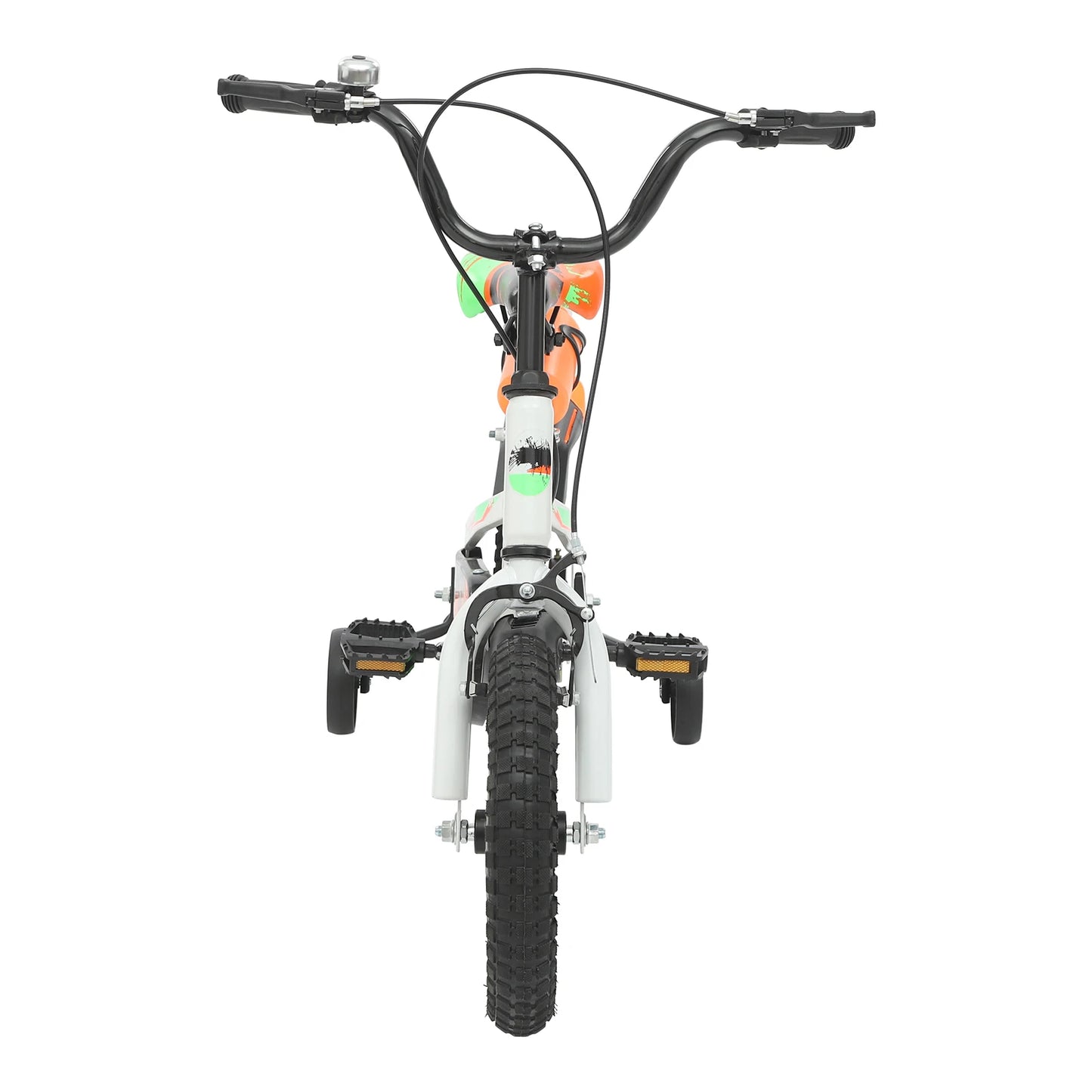 12 Inch Kids Bike Adjustable Beginner Children's Bicycle Load 50kg w/Training Wheels + Water Bottle for 2-5 Year Old, Blue/White