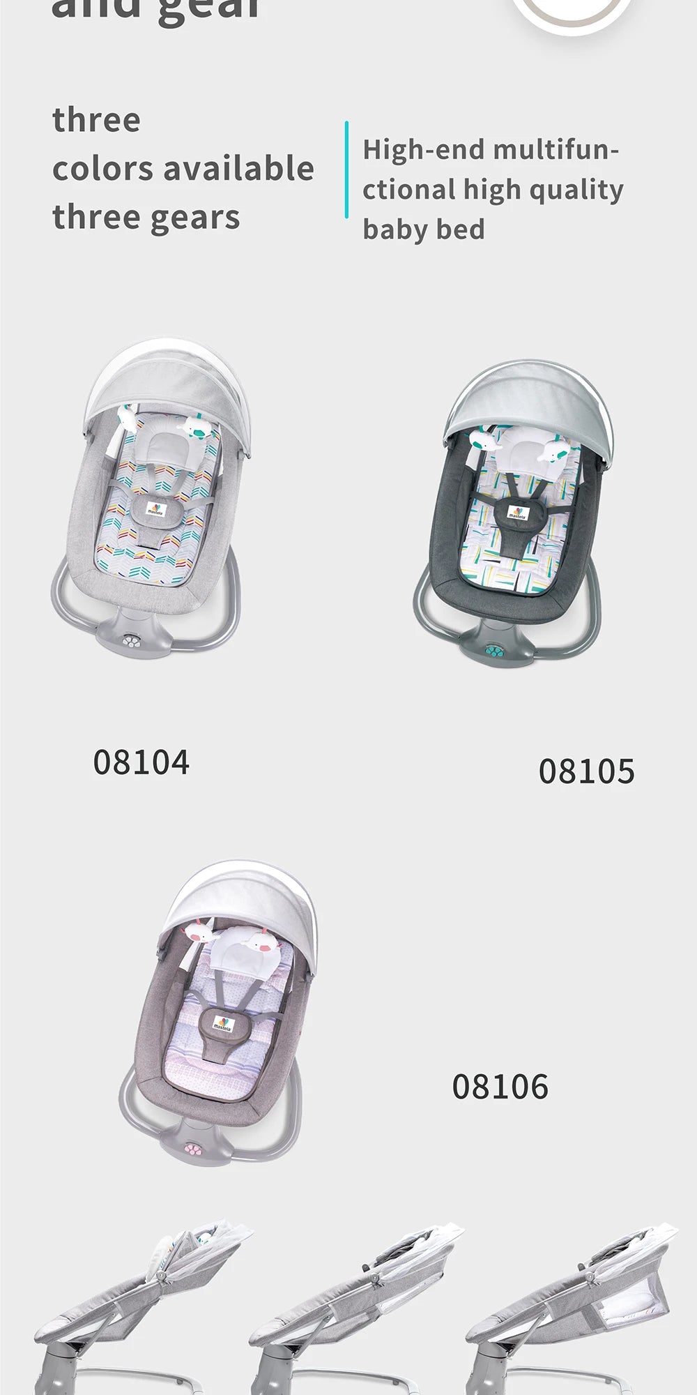 Culla Elettrica Bluetooth con Zanzariera - Sedia a Dondolo Multifunzionale per Neonati 0-36 Mesi