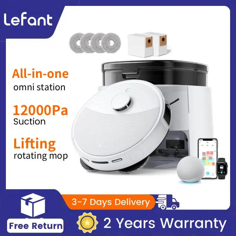 Aspirapolvere Robot LEFANT M3L con Base All-in-One - 12000Pa 220min Navigazione Laser