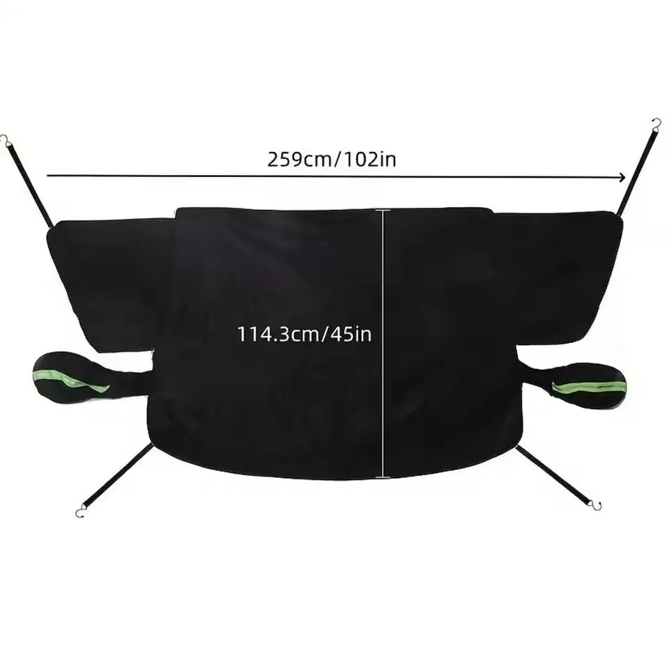 Car Half Cover Snow Shield 5 Magnetic Strips Thickened Waterproof UV Protection Sun Shade with Reflective Strips & Straps Auto E