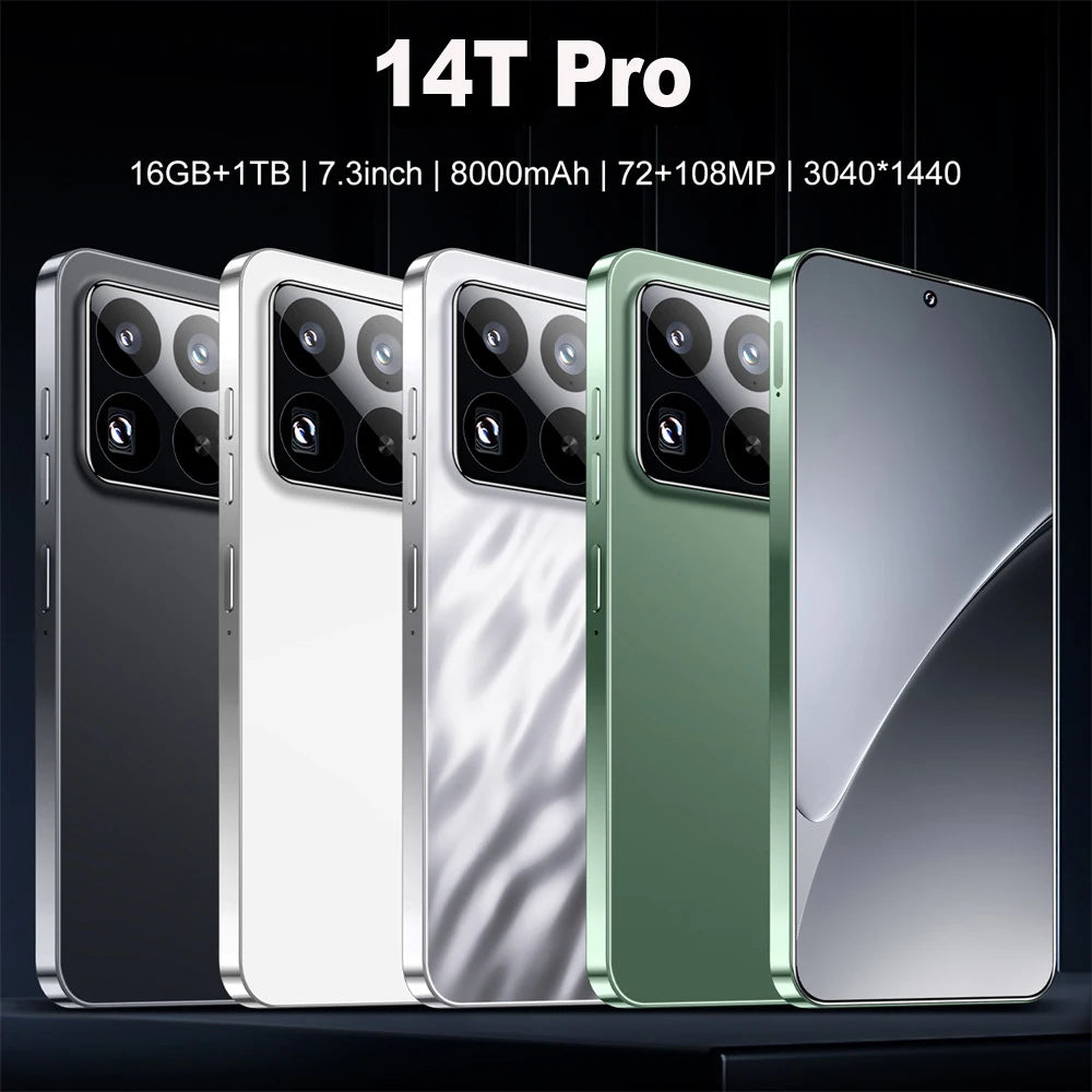 Brand New 14T Pro Smartphone 5G 7.3HD Dual SIM Card 22G+2TB Cell Phone 8000mAh Android Global Version Mobile Phones Cellphones