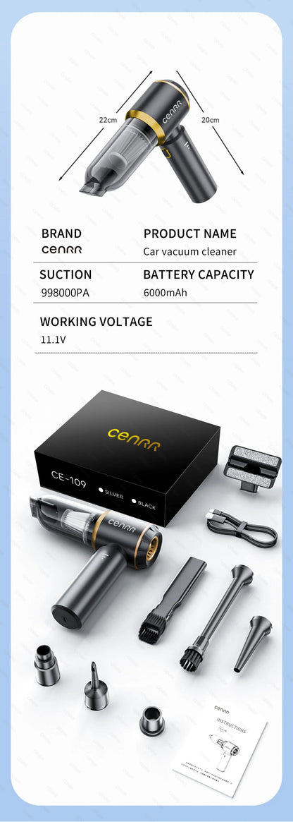 Mini Aspirapolvere Portatile Cordless per Auto e Casa – Potente, Senza Fili, con Filtro HEPA