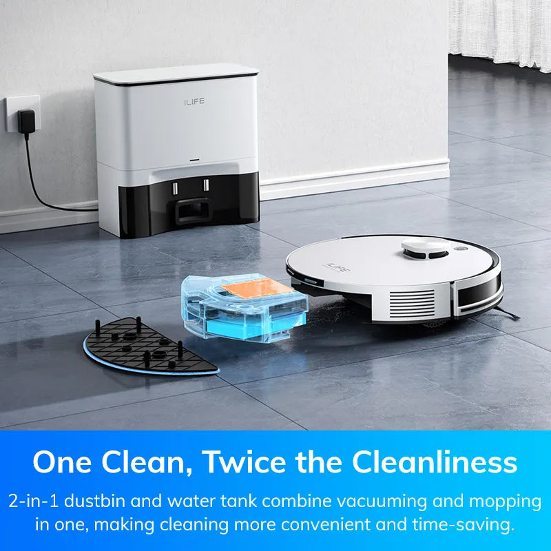 ILIFE A30 PRO 5000Pa Suction, Robot Vacuum and Mop Combo, Self emptying, 60 day capacity,  App/remote , 180 minute running time