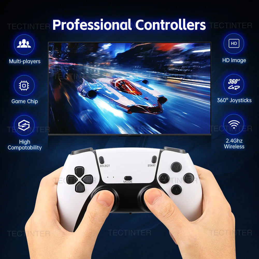 M15 Video Game Console 4K TV Game Stick 64G Built-in 20000 Games Retro Handheld Game Player With Wireless Gamepad Controller