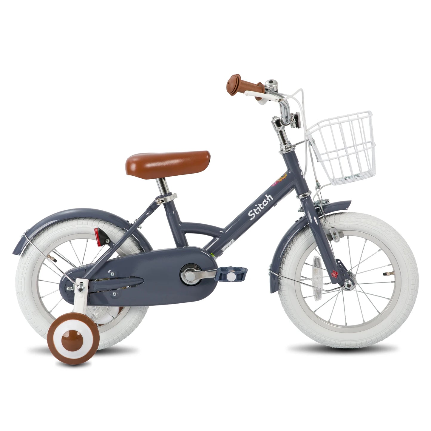 STITCH 12/16/18 Inch Children's Bike With Basket, Mudguards, Full Chain Case & Training Wheels, Kid's Gift