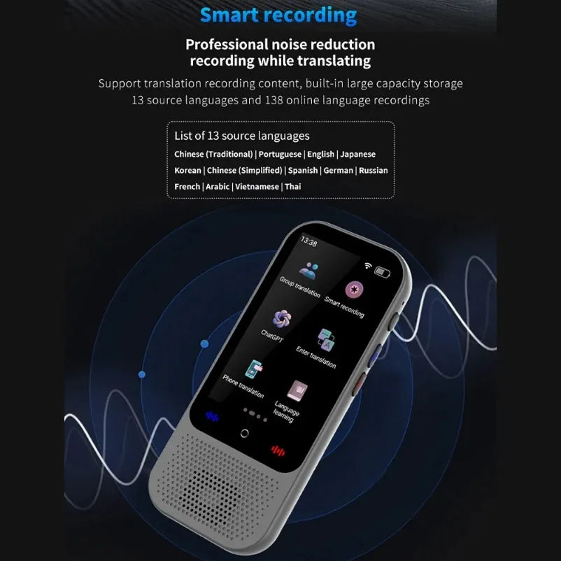S80 Pro 138 Language Intelligent Translation Machine Intelligent Recording 19 Offline Real-time Chat GPT AI Voice Photo Translat