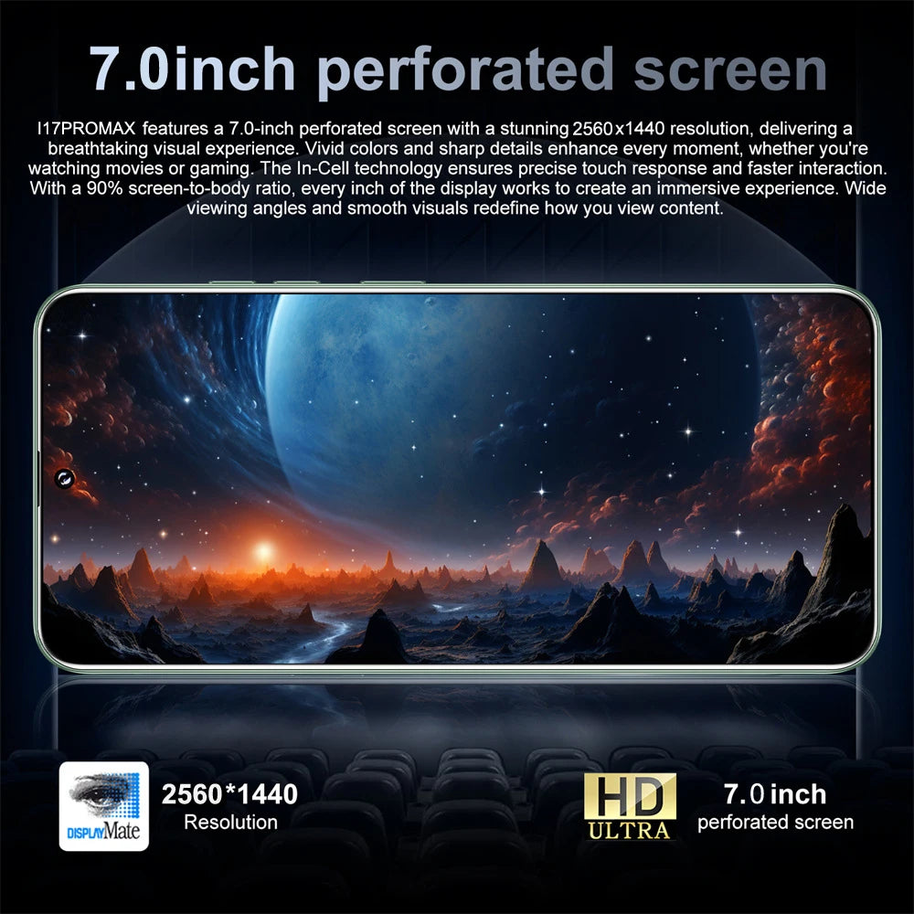 HOT Brand New For i17 Pro Max Smartphone 5G 7.0HD 22G 2TB Dual Card Dual Android 15 Cell Phone Unlocked Mobile Phones 8000mAh