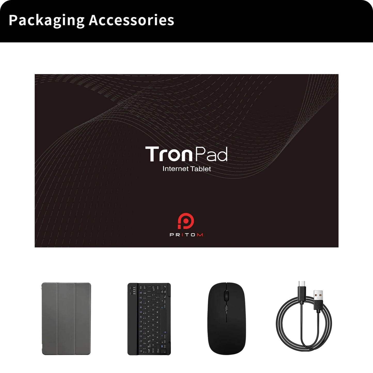 PRITOM 10.1 Inch 2-in-1 Android 15 Tablet with Keyboard, 8GB RAM (4+4), 128GB Storage, 1TB Expandable, 8000mAh Battery