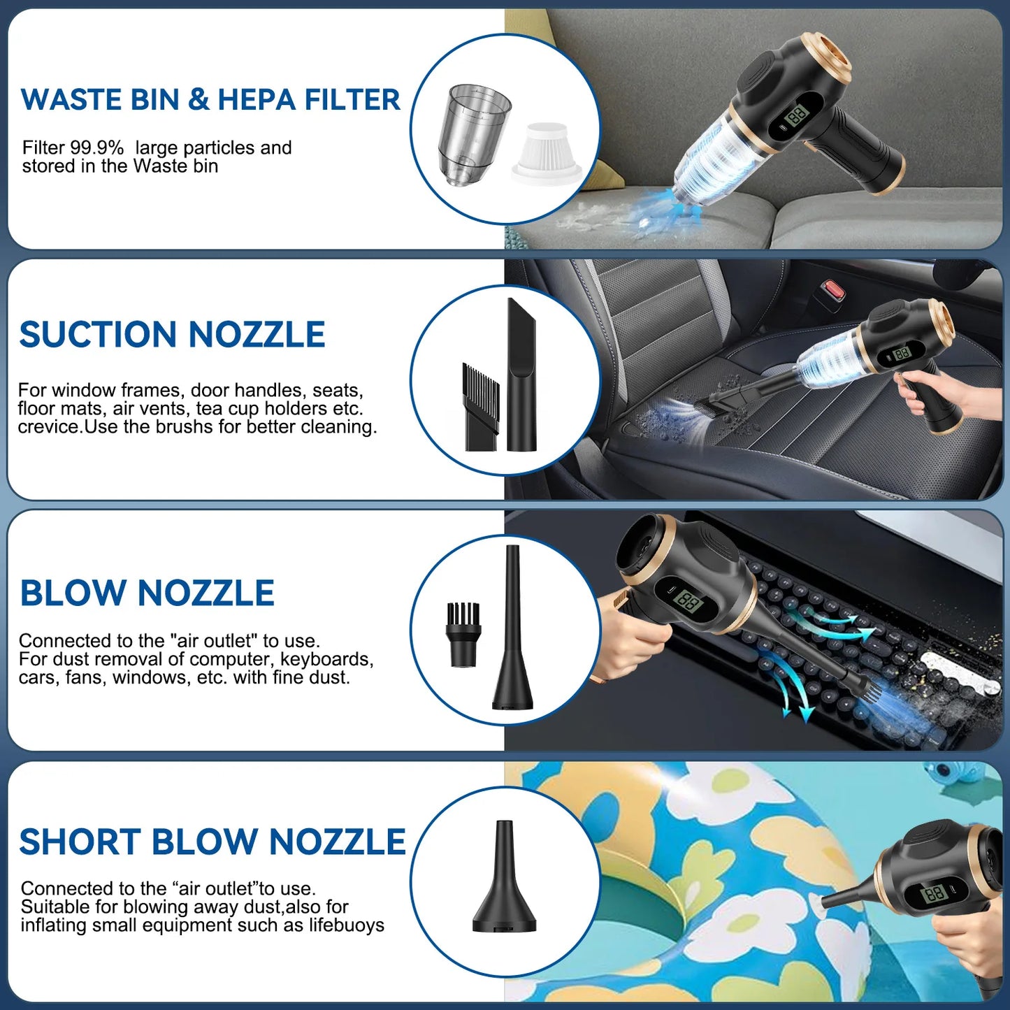 ABS Wireless Car Vacuum Cleaner - Household Appliance - Sofa - Office - High Power - Household Cleaning Machine - Carpet Cleaner