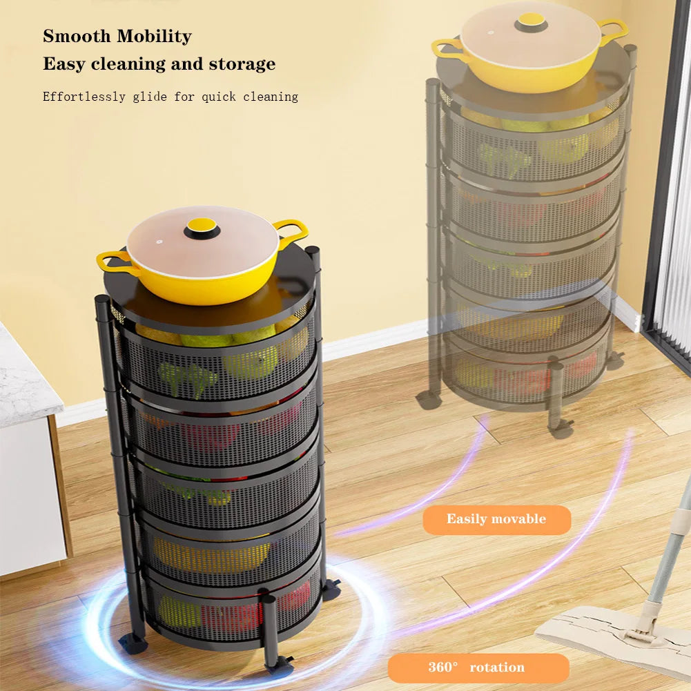Tier Rotating Storage Shelves Rack Fruit and Vegetable Storage Baskets Removable Basket Shelf Organizer For Kitchen