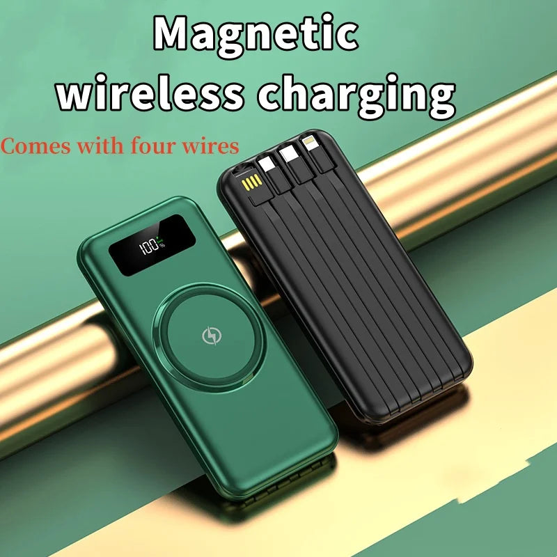 Power Bank Magnetico 10000mAh con Cavo Integrato - Ricarica Wireless Rapida per iPhone e Samsung