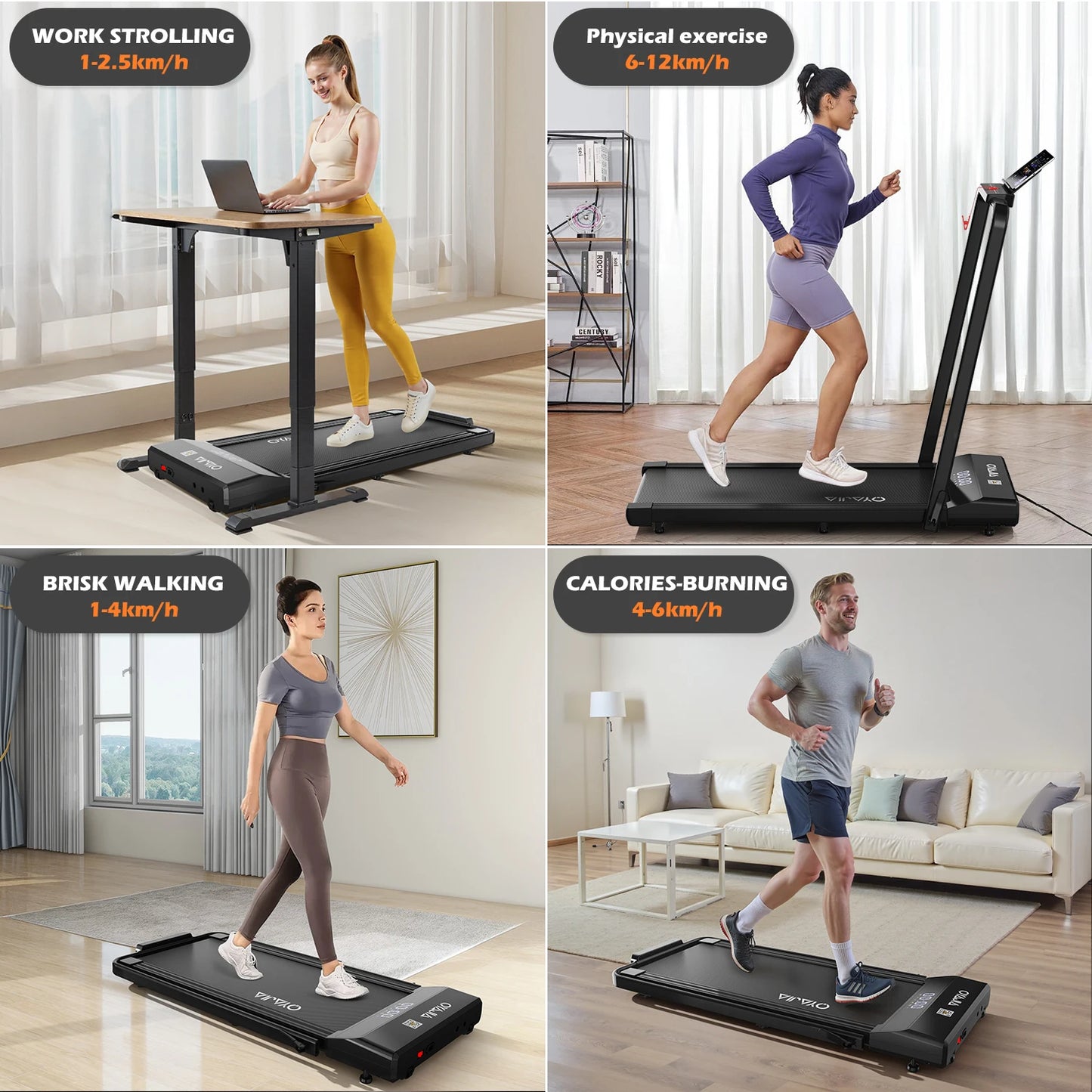 Treadmill with Remote, App & Button Control | LED Display | Safety Clip | Bluetooth Music | Quiet for Home/Office