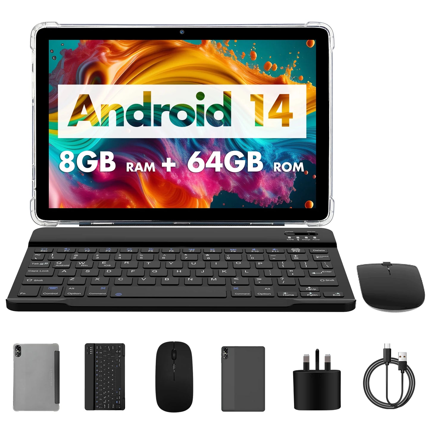 10.1" Android Tablet with Octa-core Processor 8GB(4+4GB Virtual) RAM 64GB ROM HD IPS Touchscreen, Wi-Fi 6, BT 5.0, Dual Camera