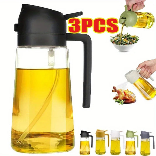 Multifunctional 2 in 1 Glass Oil Dispenser, 1 Count Oil Sprayer with Handle, Oil Dispenser for Cooking, Baking, Frying, Kitchen Utensils & Gadgets