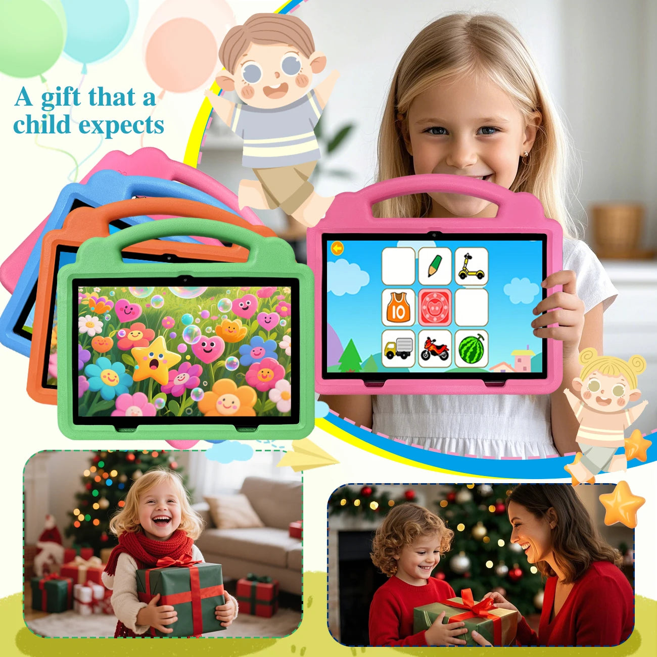 10.1 Inch Kid Tablet Android 3GB RAM 64GB ROM 4G WiFi 4000MAH Battery Dual Camera Children's Gift Kids Software Toys Tablets