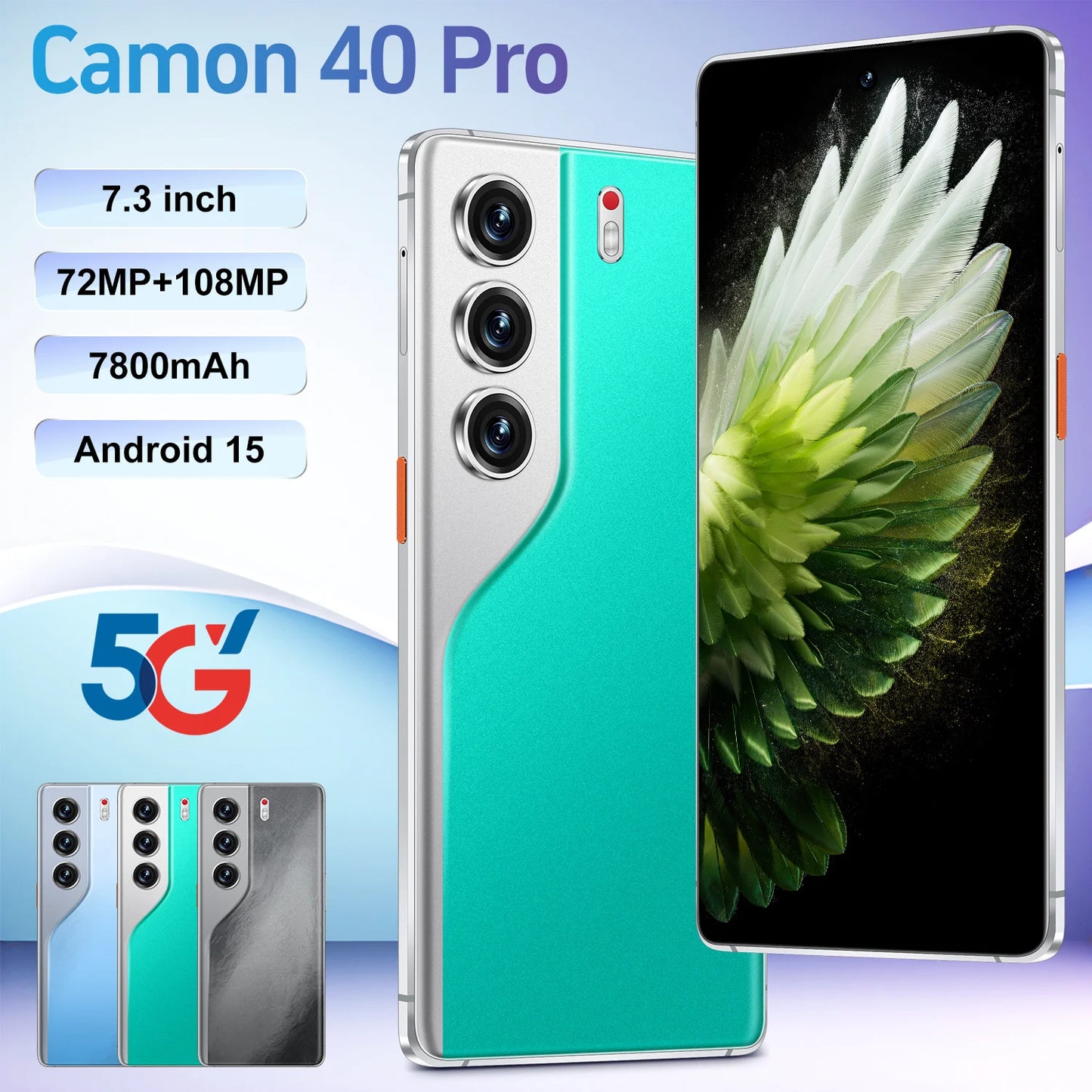 Camon 40 Pro HOT 2025 Tablet originale da 7,3 pollici HD 4K Android 15 22GB + 2TB 7800mAh Batteria 4G 5G Doppia scheda SIM WiFi GPS Google