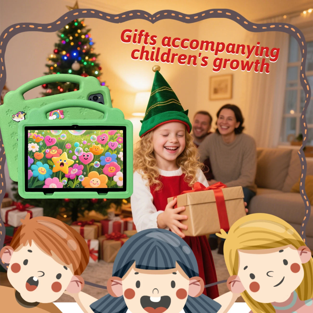 10.1 Inch Kid Tablet Android 3GB RAM 64GB ROM 4G WiFi 4000MAH Battery Dual Camera Children's Gift Kids Software Toys Tablets