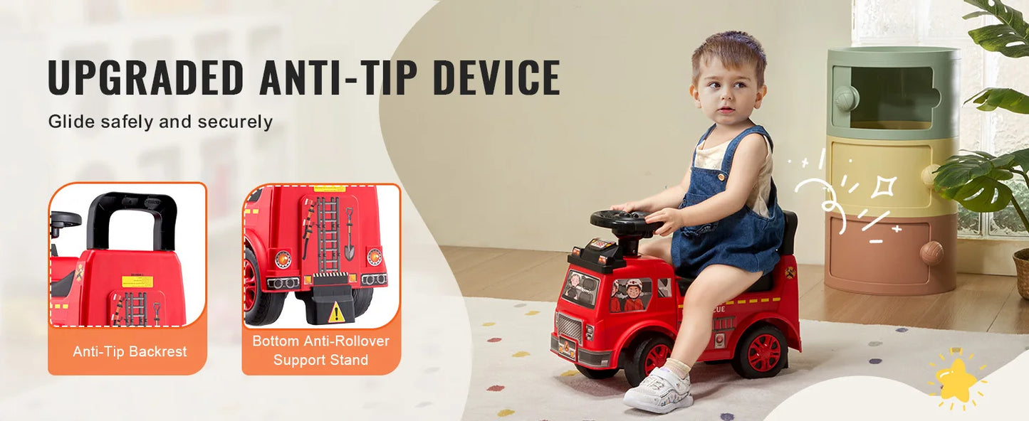 SucceBuy Ride On Push Car Kids Ride On Car con volante musicale e portaoggetti sotto il sedile per i più piccoli dai 3 ai 12 anni Ride Racer