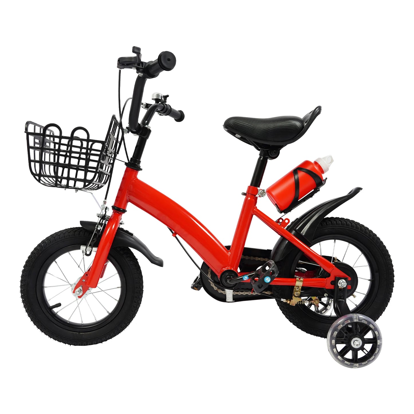 12 Inches Children's Bicycle with Training Wheels, Bottle Holder, Basket| Blue/Red/Pink Kids Bike for 2-5 Years