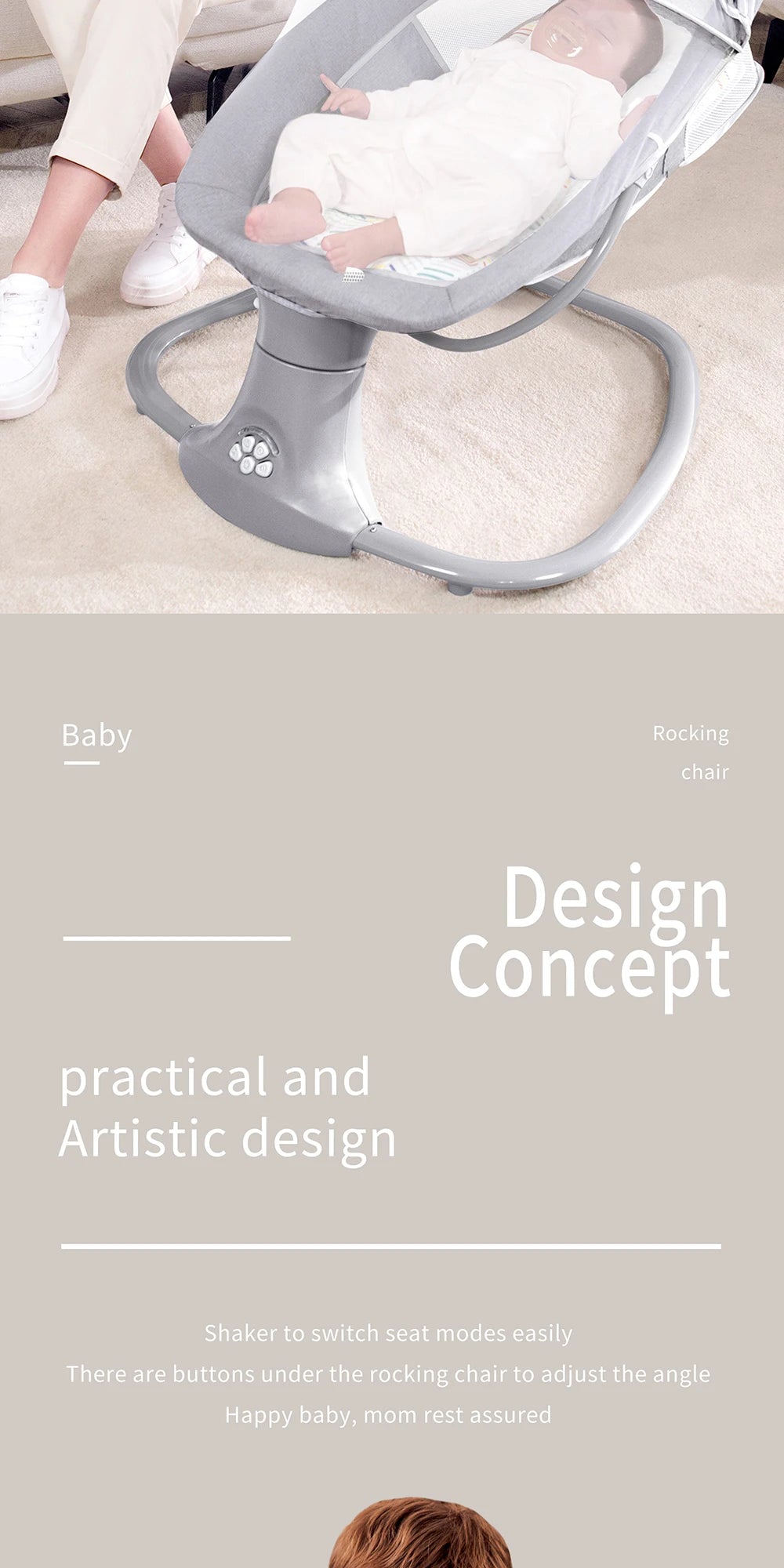 Culla Elettrica Bluetooth con Zanzariera - Sedia a Dondolo Multifunzionale per Neonati 0-36 Mesi