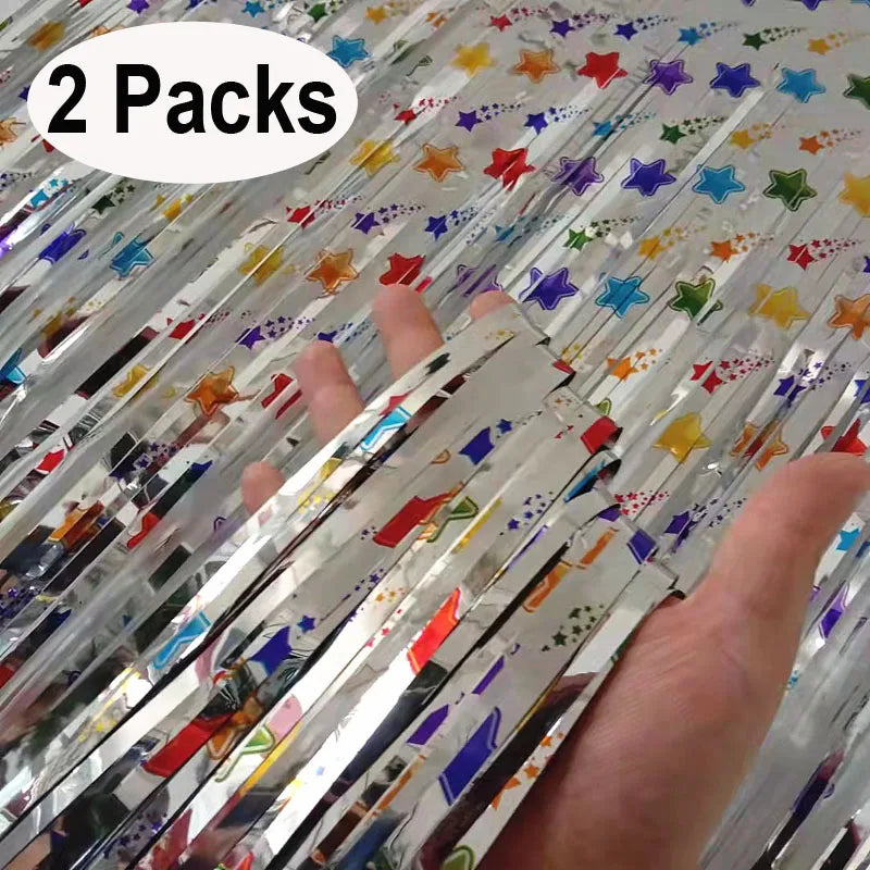 (Copy) Tende Decorative Oro Nero 2 Pezzi - Frangia Foil Metallico per Feste Laurea 2026 Compleanno Matrimonio