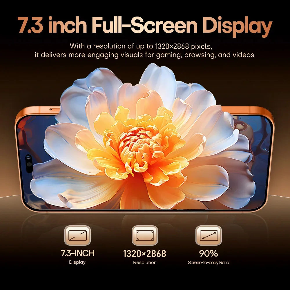 Hot New POTEZIONE For 17 Pro Max Smartphone 5G 7.3HD 22G +2TB Android Dual Card Dual 8000mAh Cell Phone Unlocked Mobile Phones Global