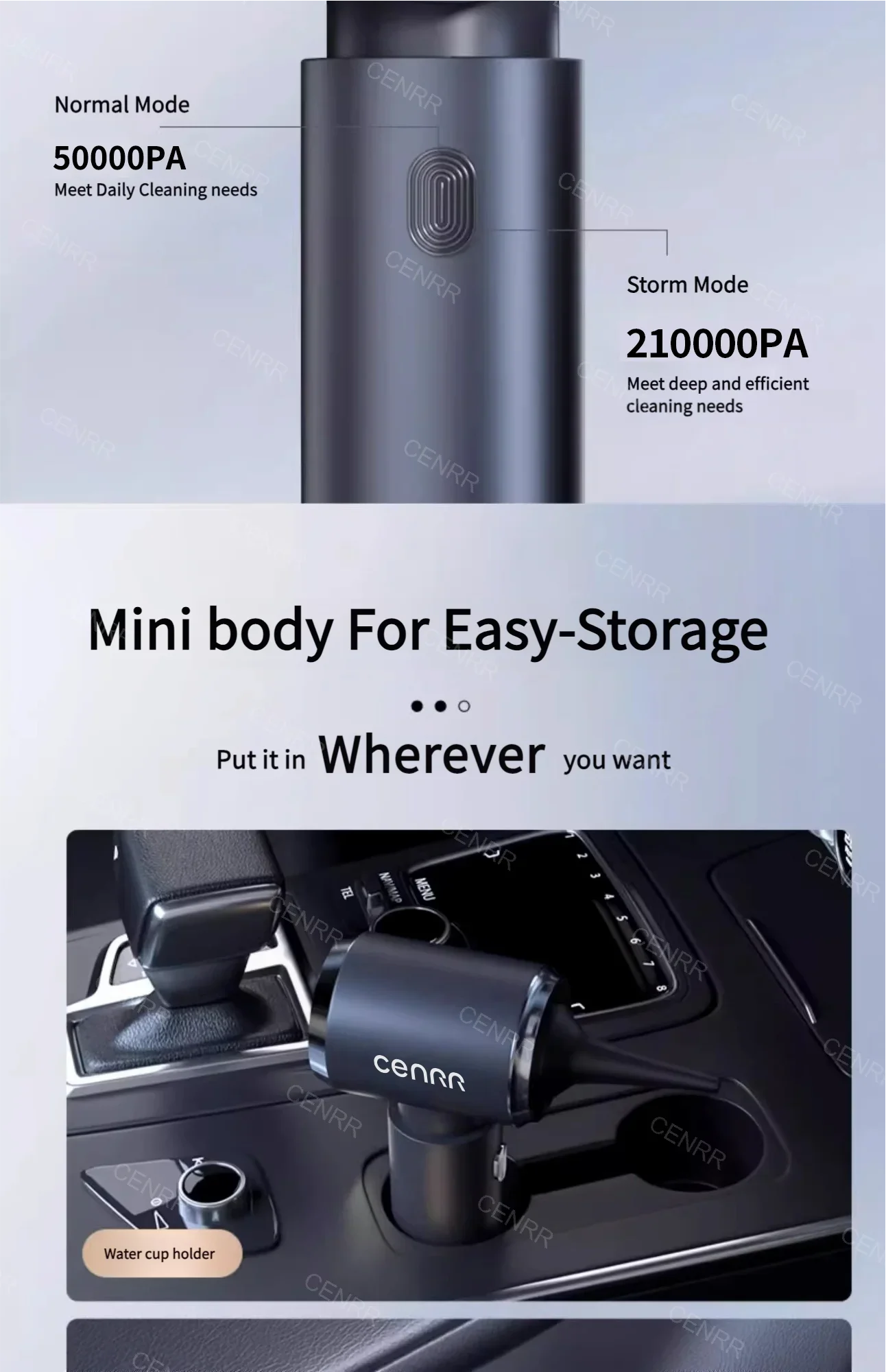 Mini Aspirapolvere per Auto Senza Fili 210000PA – Aspiratore Portatile Potente con Filtro HEPA