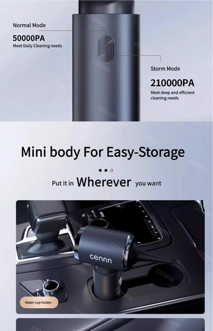 Mini Aspirapolvere per Auto Senza Fili 210000PA – Aspiratore Portatile Potente con Filtro HEPA
