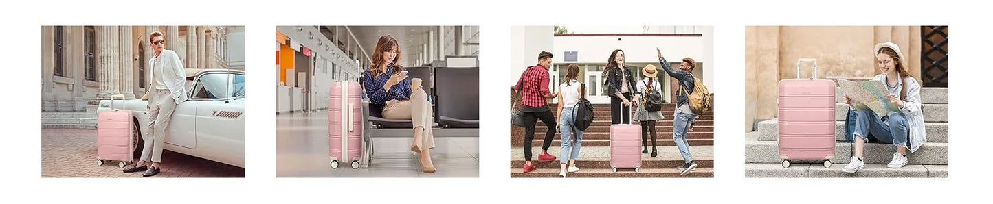 Joyway Set di valigie da viaggio, elegante set di valigie da viaggio a quadri, robusto e durevole, resistente ai graffi, lucchetto TSA, ruote girevoli