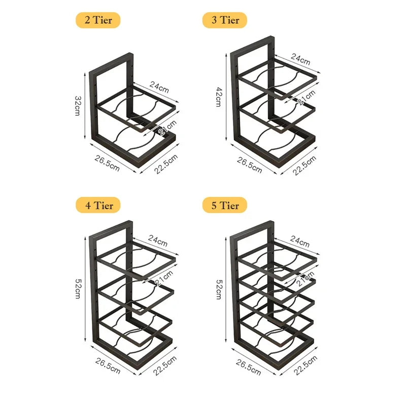 Organizzatore Pentole e Padelle 4 Livelli - Porta Pentole Regolabile in Acciaio per Cucina
