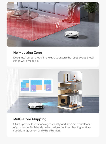 ILIFE A30 PRO 5000Pa Suction, Robot Vacuum and Mop Combo, Self emptying, 60 day capacity, App/remote, 180 minute running time