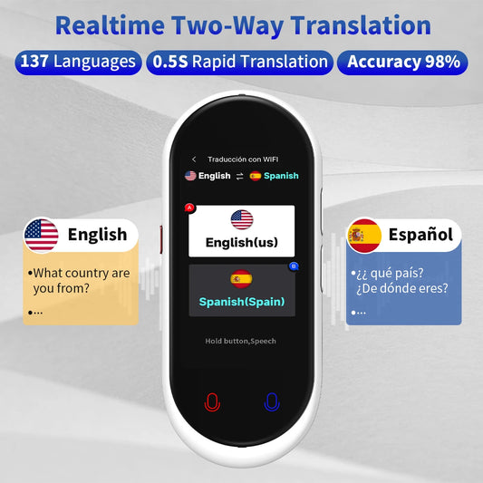 Z8 Instant Voice Translator Portable Real-time Translation Device with Photo Recording Group Chat for Travel Learning Meeting