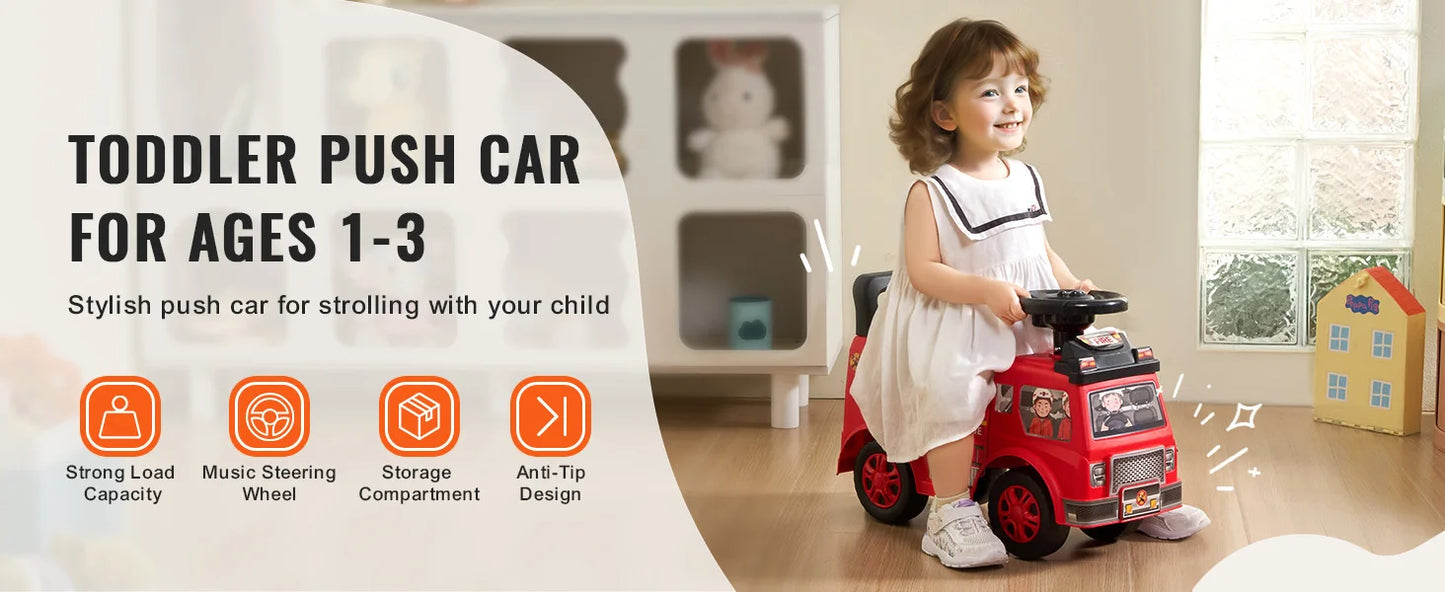 SucceBuy Ride On Push Car Kids Ride On Car con volante musicale e portaoggetti sotto il sedile per i più piccoli dai 3 ai 12 anni Ride Racer