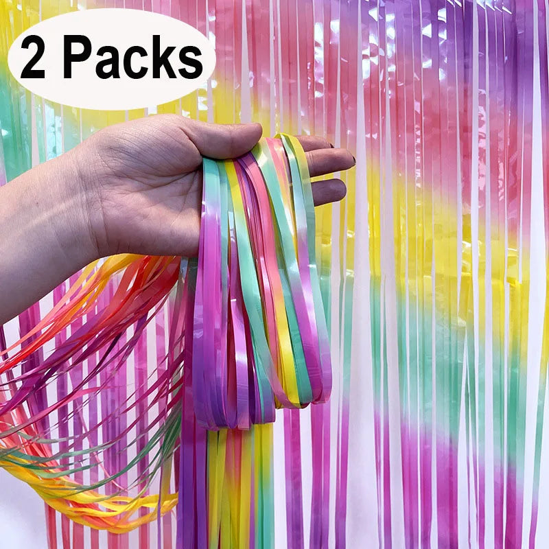 (Copy) Tende Decorative Oro Nero 2 Pezzi - Frangia Foil Metallico per Feste Laurea 2026 Compleanno Matrimonio