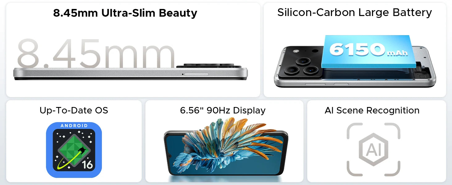 Smartphone Note 56 VIP Edition – Android 16, 24GB RAM, 6150mAh, Dual SIM