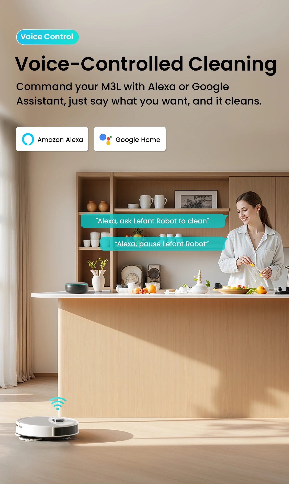 Aspirapolvere Robot LEFANT M3L con Base All-in-One - 12000Pa 220min Navigazione Laser
