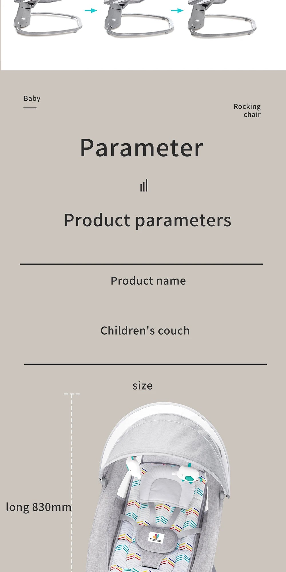 Culla Elettrica Bluetooth con Zanzariera - Sedia a Dondolo Multifunzionale per Neonati 0-36 Mesi