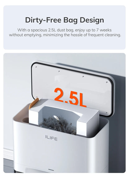 ILIFE A30 PRO 5000Pa Suction, Robot Vacuum and Mop Combo, Self emptying, 60 day capacity, App/remote, 180 minute running time