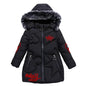 Big Size Winter Girls Jackets Keep Warm Thicken Christmas Coat Autumn Hooded Zipper Waterproof Outerwear Kids Clothes 3-12 Years