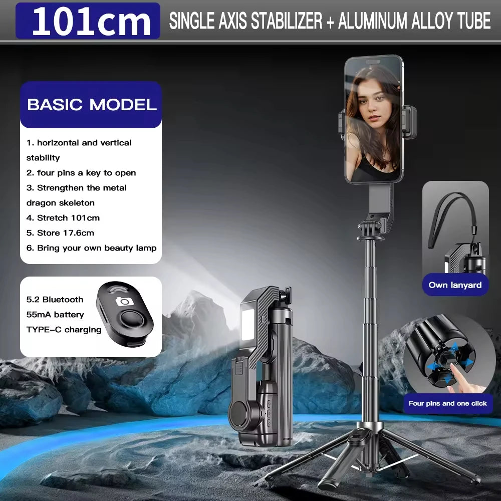 Handheld Gimbal Stabilizer Smartphone Camera Stabilizer Selfie Stick Tripod Stand Wireless Remote for IPhone Android