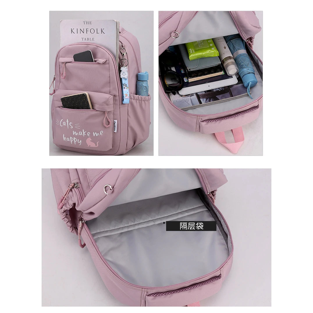 Zaino Scuola Ragazze Impermeabile - Cartella Mochila con Stampa Moda per Adolescenti