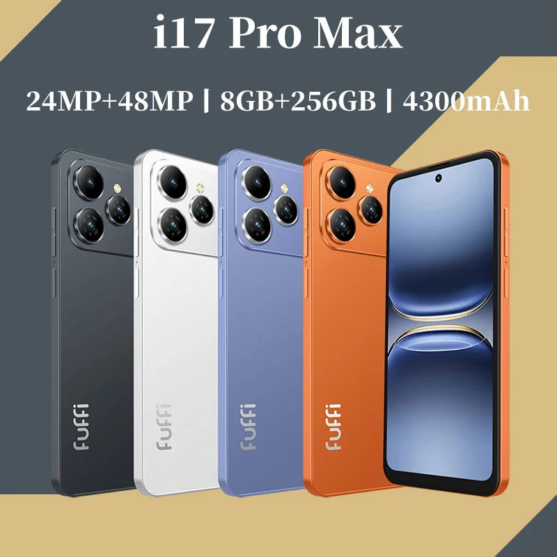 Global Vision 17 Pro Max Smartphone Android 8 GB RAM 256 GB ROM Telefono da 6,56 pollici 720x1612HD 24 + 48 MP Telefoni cellulari di rete 4G