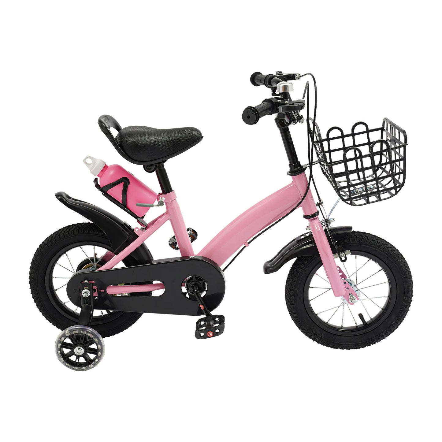 12 Inches Children's Bicycle with Training Wheels, Bottle Holder, Basket| Blue/Red/Pink Kids Bike for 2-5 Years