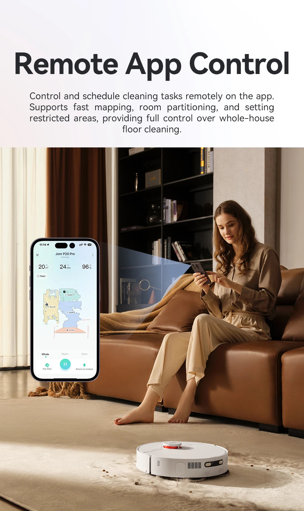 Robot Aspirapolvere JONR P20 Pro - Lavaggio e Aspirazione 8000Pa con Stazione Autopulente