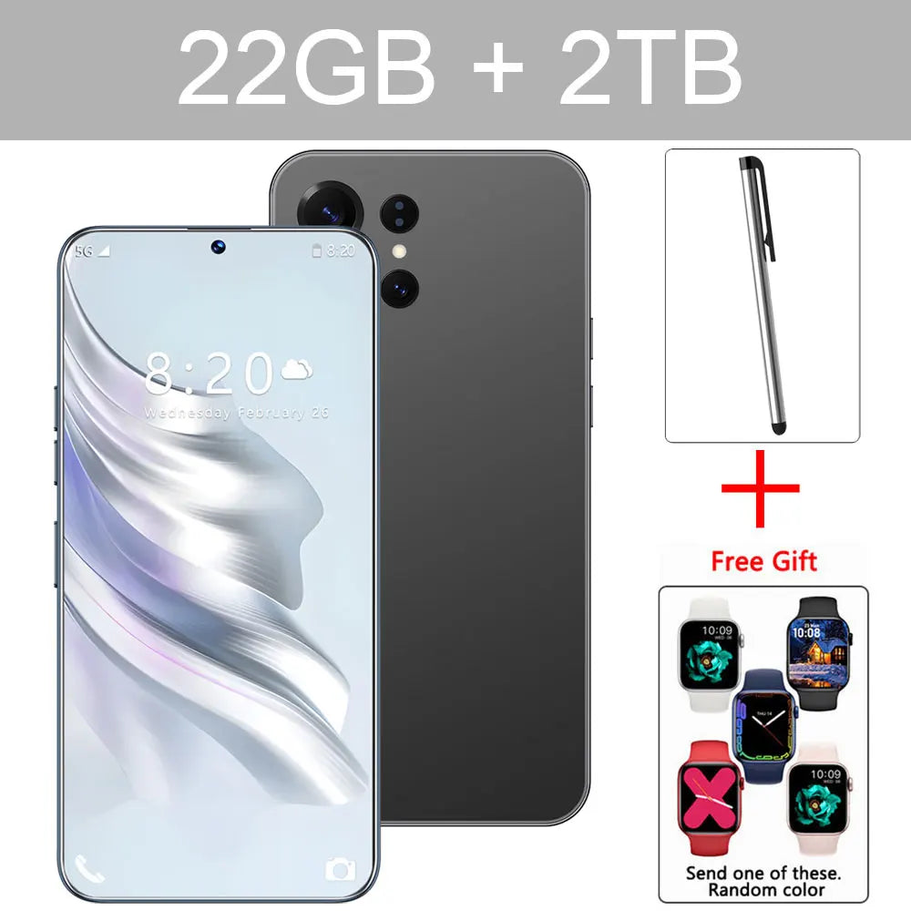 Brand New 14T Pro Smartphone 5G 7.3HD Dual SIM Card 22G+2TB Cell Phone 8000mAh Android Global Version Mobile Phones Cellphones