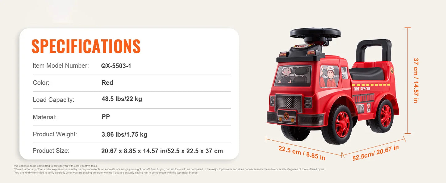 SucceBuy Ride On Push Car Kids Ride On Car con volante musicale e portaoggetti sotto il sedile per i più piccoli dai 3 ai 12 anni Ride Racer