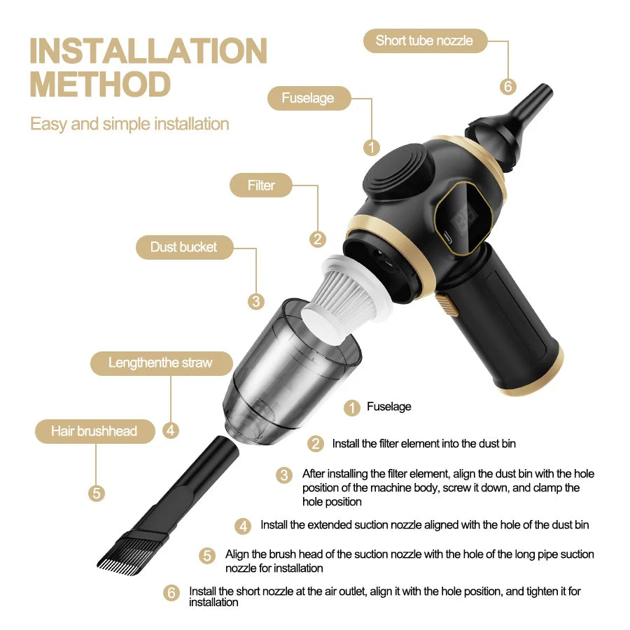 ABS Wireless Car Vacuum Cleaner - Household Appliance - Sofa - Office - High Power - Household Cleaning Machine - Carpet Cleaner