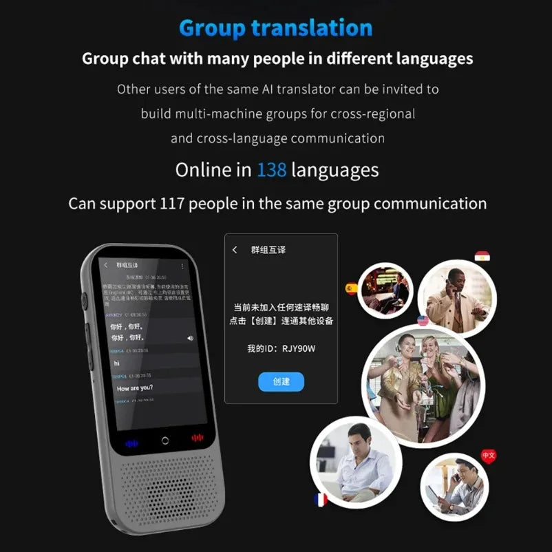 S80 Pro 138 Language Intelligent Translation Machine Intelligent Recording 19 Offline Real-time Chat GPT AI Voice Photo Translat