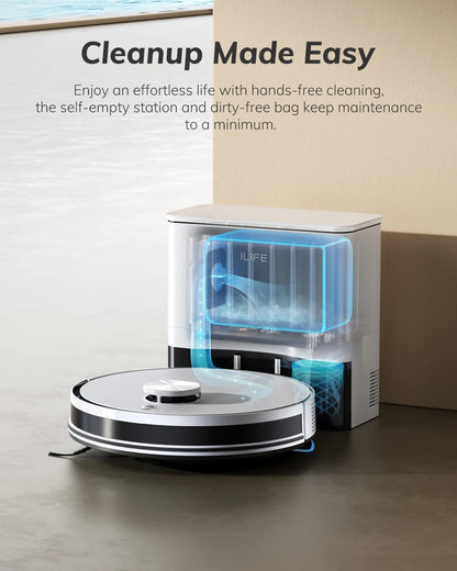 ILIFE A30 PRO 5000Pa Suction, Robot Vacuum and Mop Combo, Self emptying, 60 day capacity, App/remote, 180 minute running time