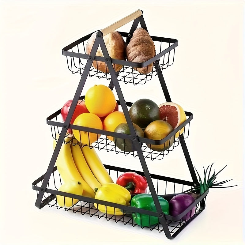 Cestino Portafrutta in Metallo 2/3 Ripiani - Organizer da Cucina Salvaspazio per Frutta, Verdura e Snack
